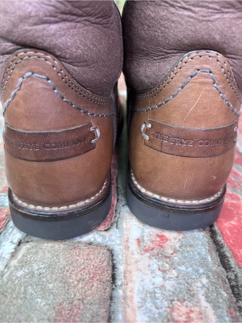 FRYE Tan and Brown Sherpa Lined Shearling Log Sole Tall Riding Boots, 5.5 - Picture 13 of 16